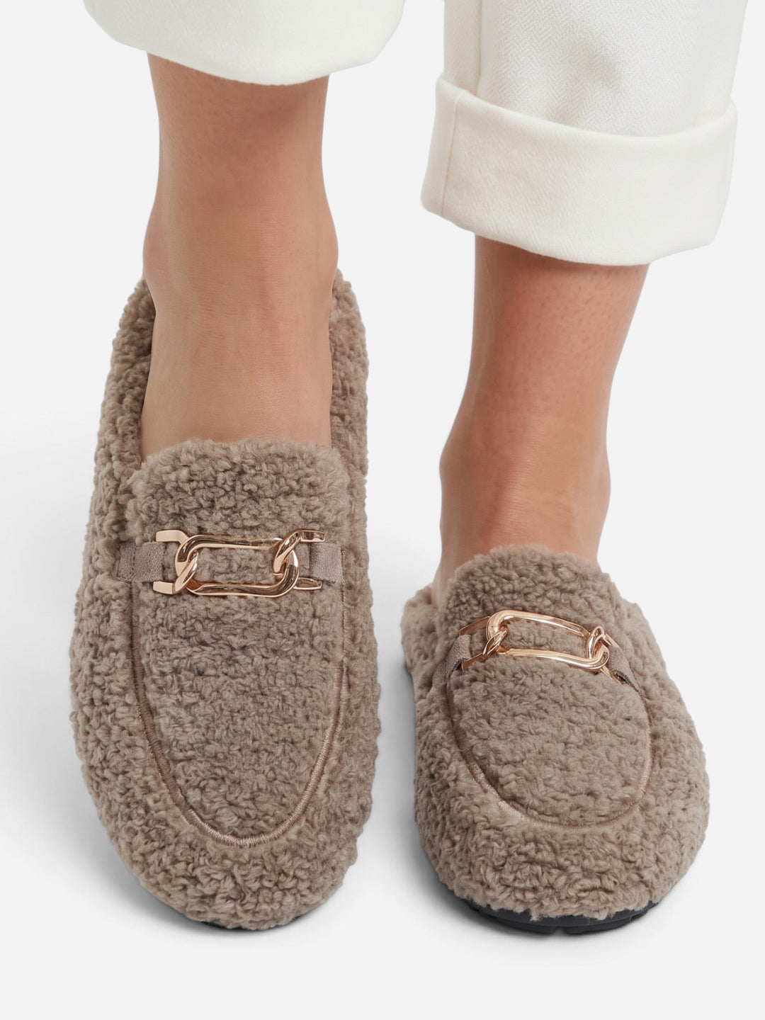 Sherpa Loafer Muiltjes voor Dames met Ketting