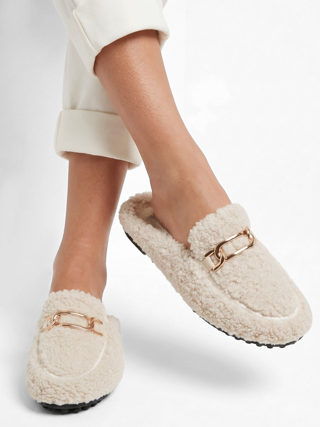 Sherpa Loafer Muiltjes voor Dames met Ketting