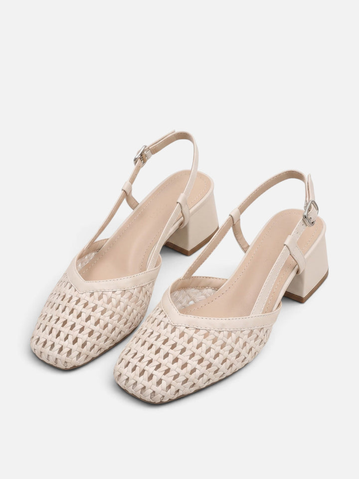 Gevlochten Slingback Pumps voor Dames met Blokhak