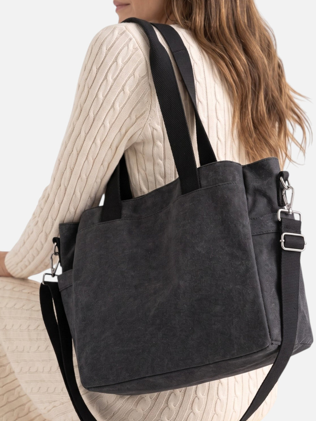 Canvas Shopper voor Dames met Afneembare Schouderband