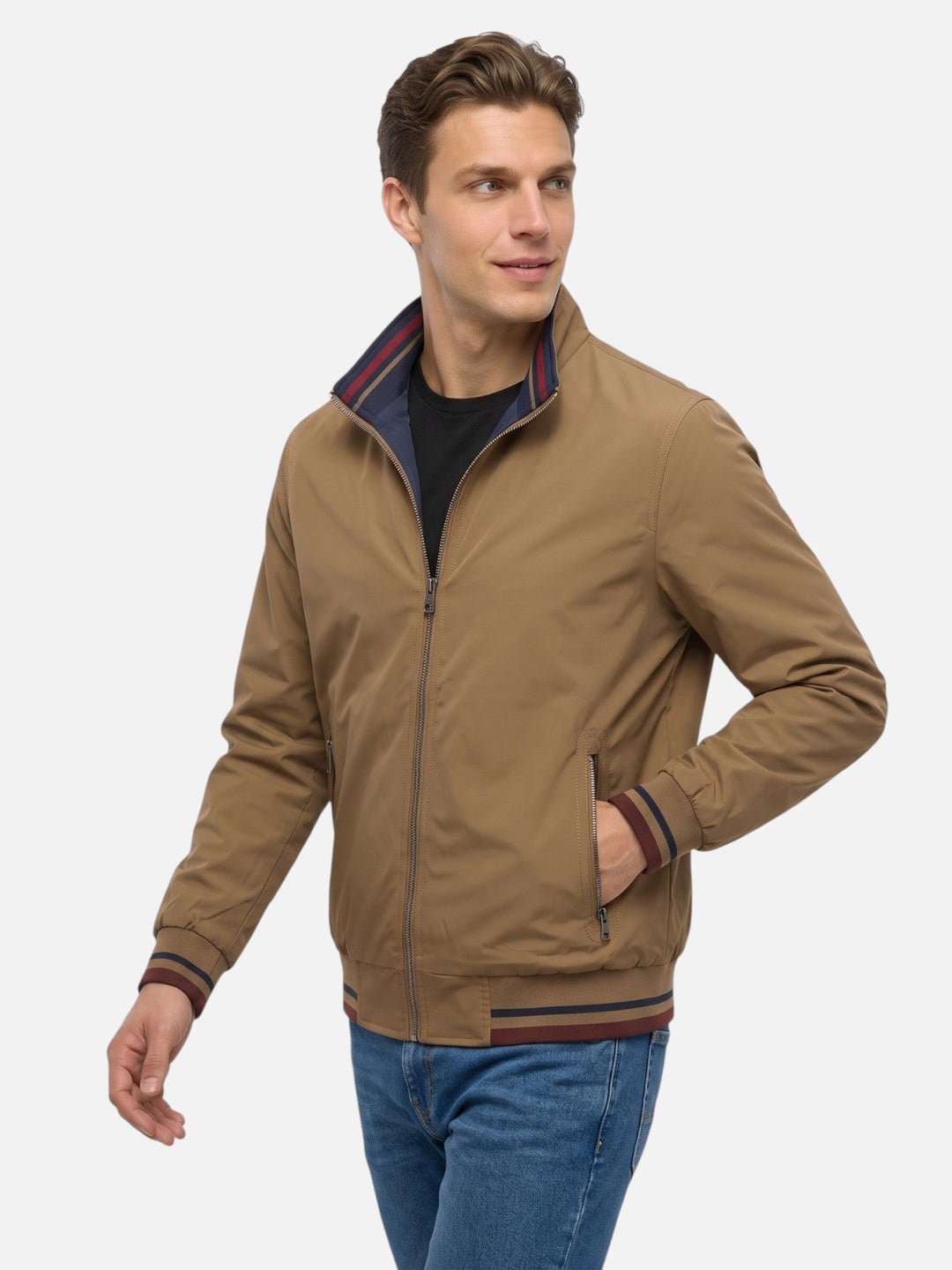 Harrington Jas voor Heren met Strepen en Rits