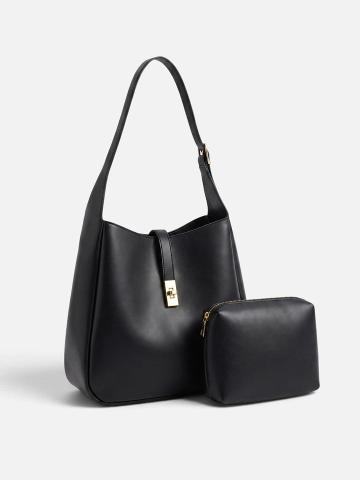 Leren Hobo Tas voor Dames met Draaisluiting en Etui