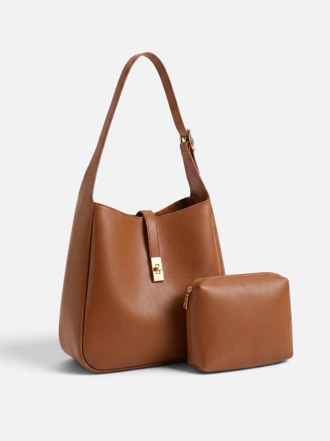 Leren Hobo Tas voor Dames met Draaisluiting en Etui