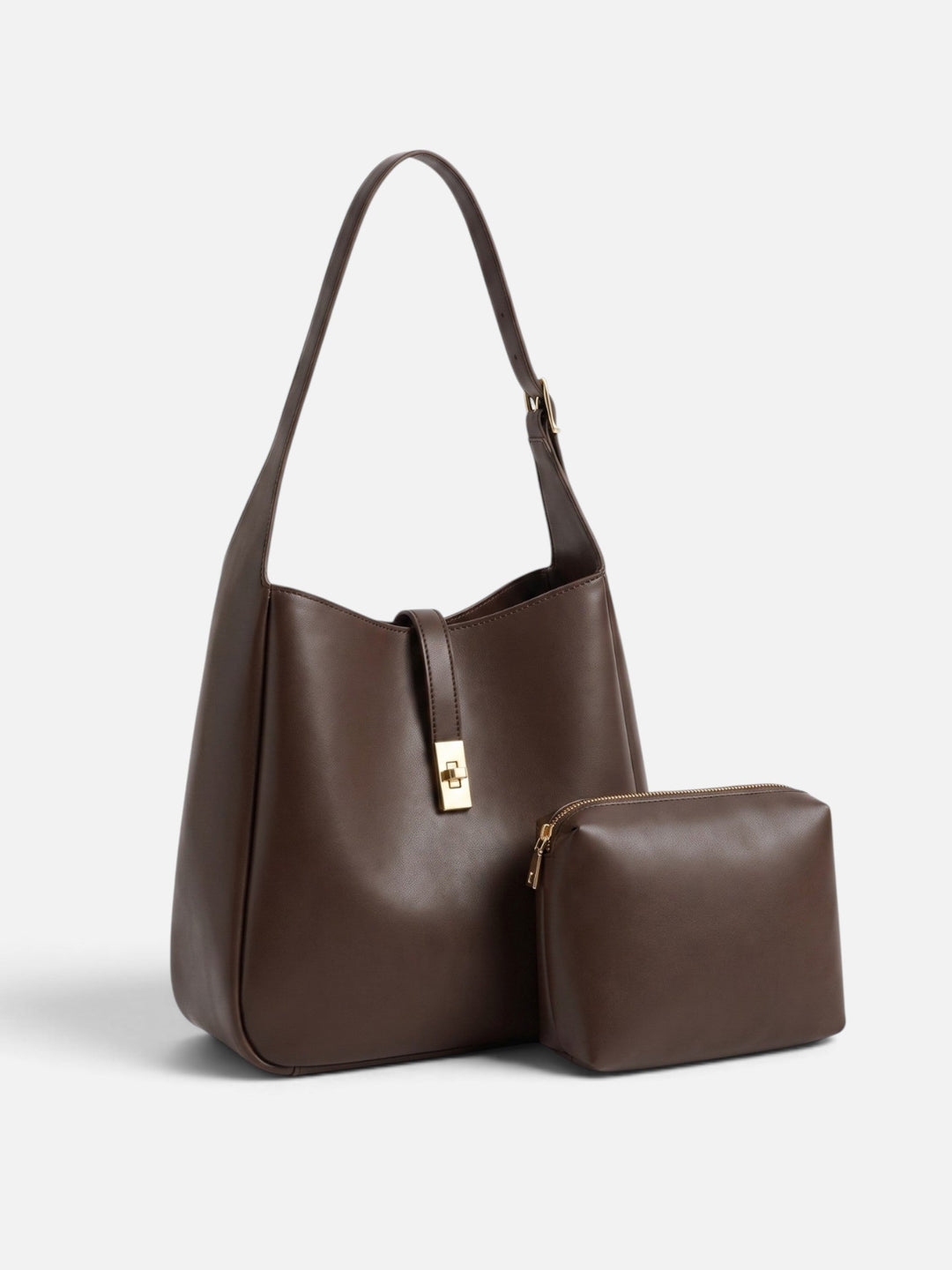 Leren Hobo Tas voor Dames met Draaisluiting en Etui