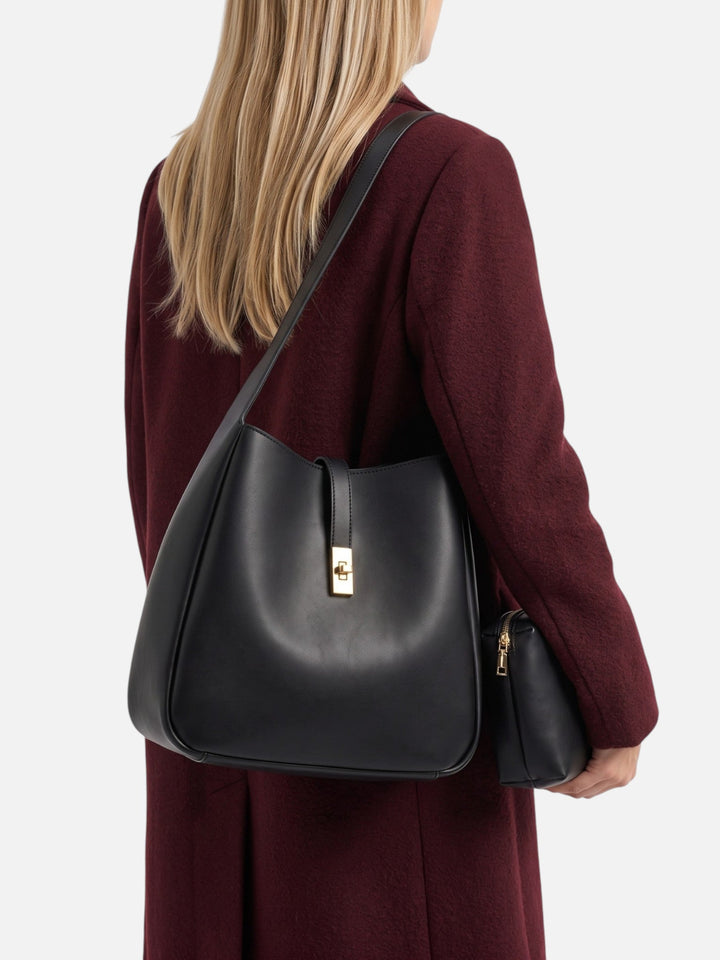 Leren Hobo Tas voor Dames met Draaisluiting en Etui