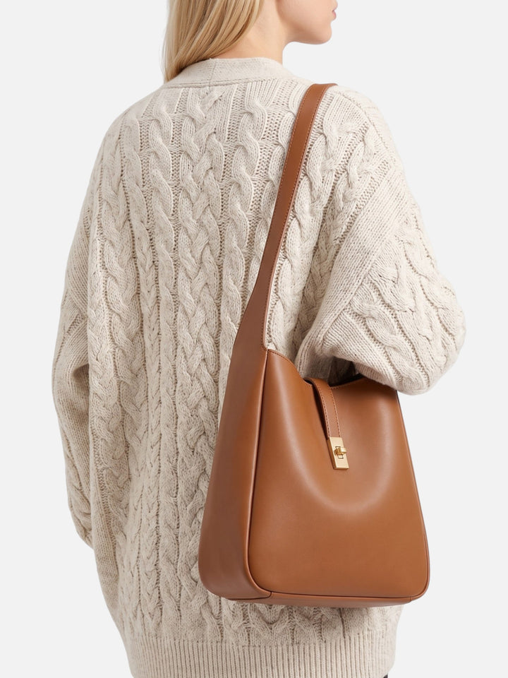Leren Hobo Tas voor Dames met Draaisluiting en Etui