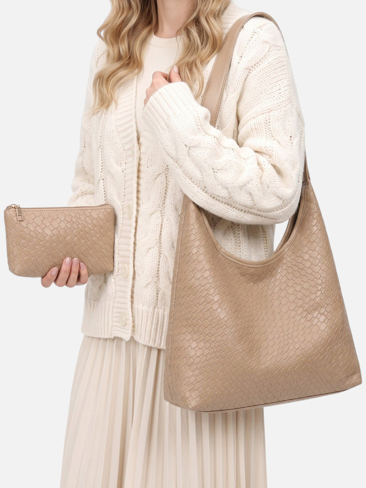 Gevlochten Hobo Tas voor Dames met Etui