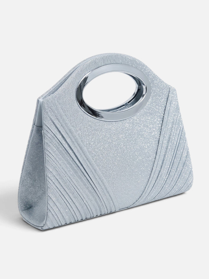 Glitter Avondclutch voor Dames met Plooien en Ovaal Handvat