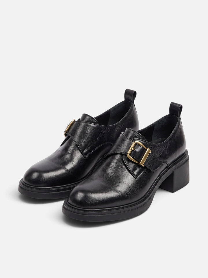 Leren Loafers voor Dames met Gesp en Blokhak