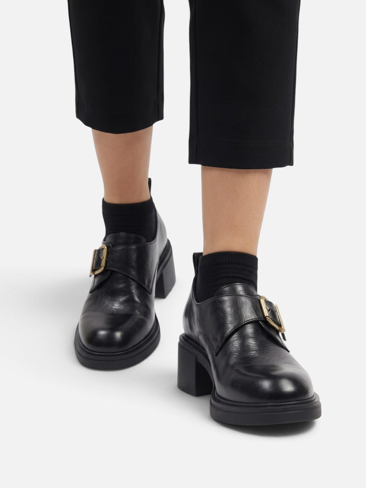 Leren Loafers voor Dames met Gesp en Blokhak
