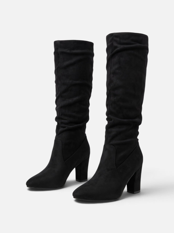 Imitatiesuède Slouchy Laarzen voor Dames met Blokhak