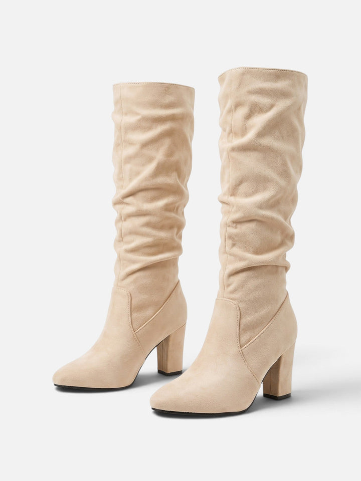 Imitatiesuède Slouchy Laarzen voor Dames met Blokhak