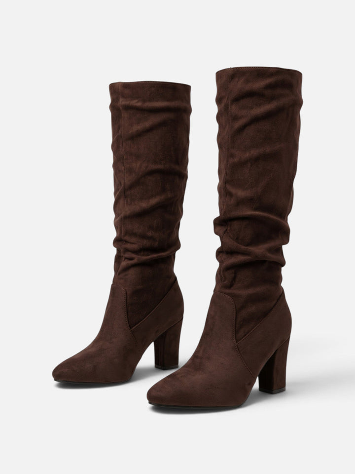 Imitatiesuède Slouchy Laarzen voor Dames met Blokhak