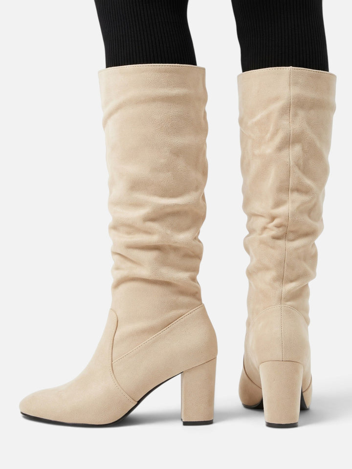 Imitatiesuède Slouchy Laarzen voor Dames met Blokhak