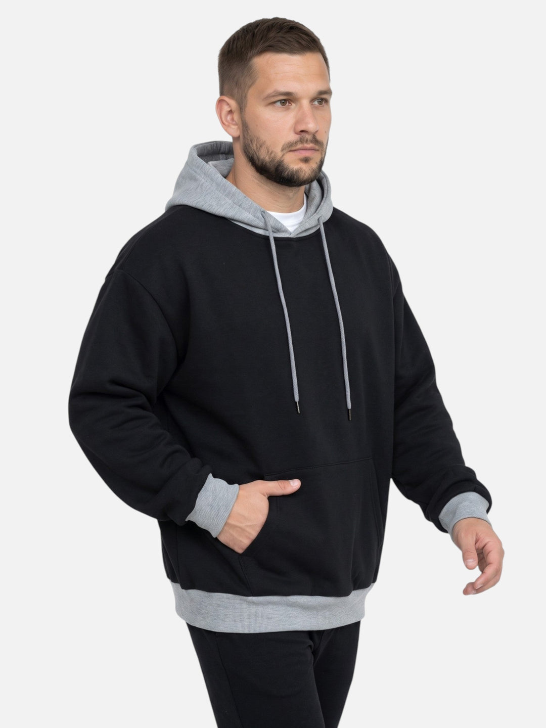Tweekleurige Hoodie voor Heren met Trekkoord