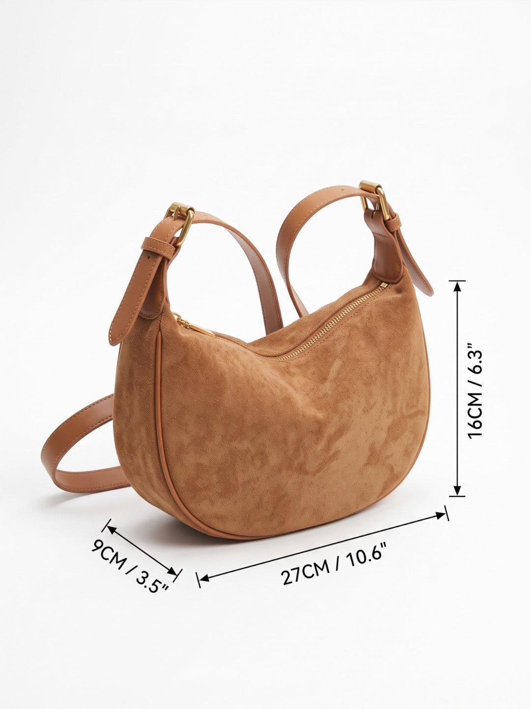 Imitatiesuède Hobo Tas voor Dames met Rits