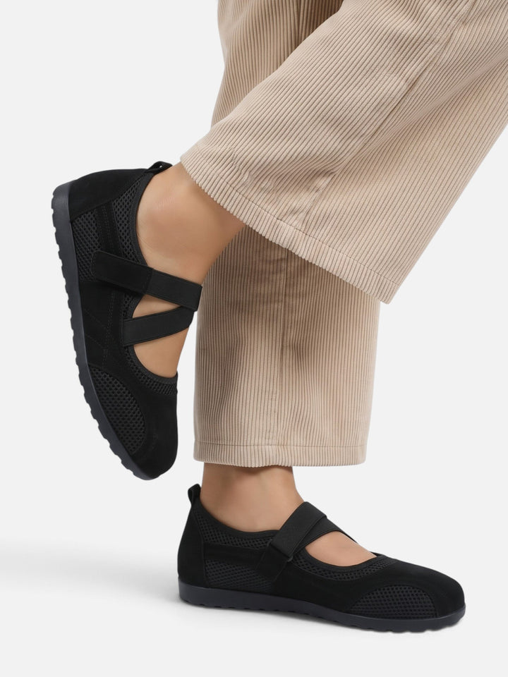 Mesh Sneakerina Ballerina's voor Dames met Gekruiste Bandjes