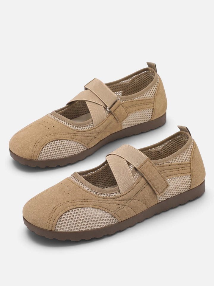 Mesh Sneakerina Ballerina's voor Dames met Gekruiste Bandjes