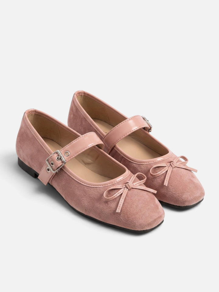 Suède Mary Jane Ballerina's voor Dames met Strik en Gesp