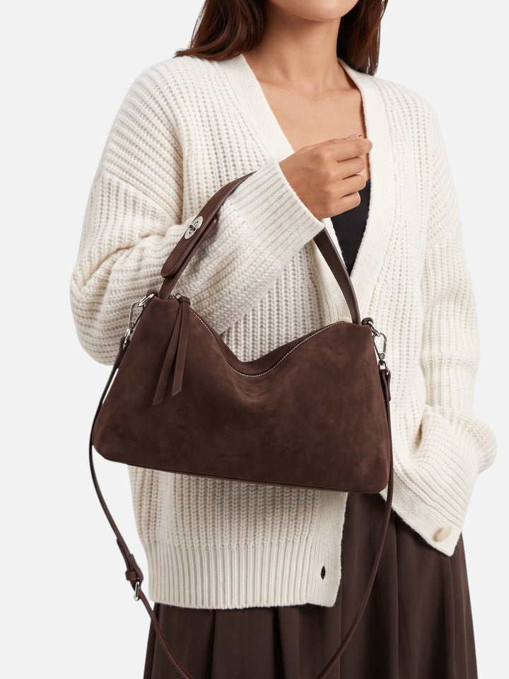 Imitatiesuède Schoudertas voor Dames met Rits