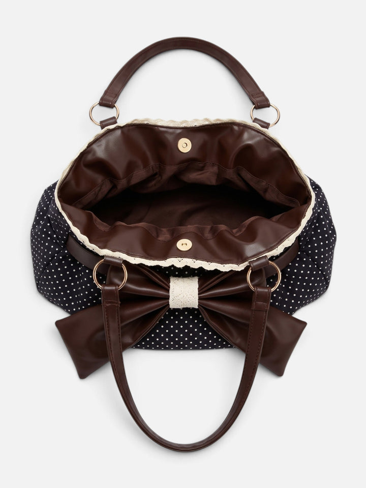 Stippen Shopper voor Dames met Strik en Kanten Rand