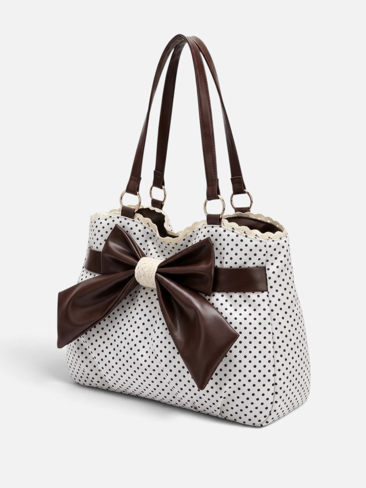 Stippen Shopper voor Dames met Strik en Kanten Rand