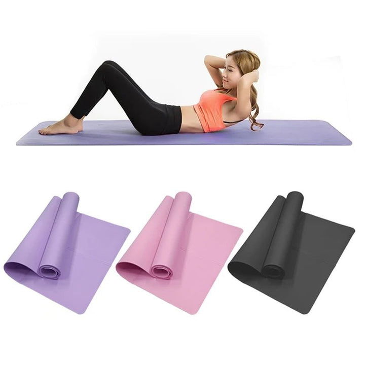 Antislip opvouwbare yogamat met pilates-rasterlijnen, draagbaar, 4mm EVA-schuim, lichtgewicht