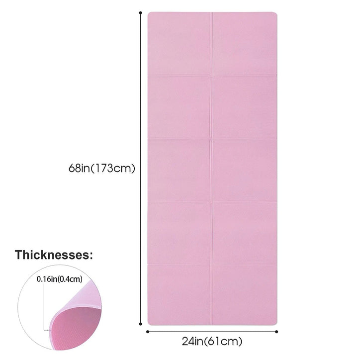 Antislip opvouwbare yogamat met pilates-rasterlijnen, draagbaar, 4mm EVA-schuim, lichtgewicht