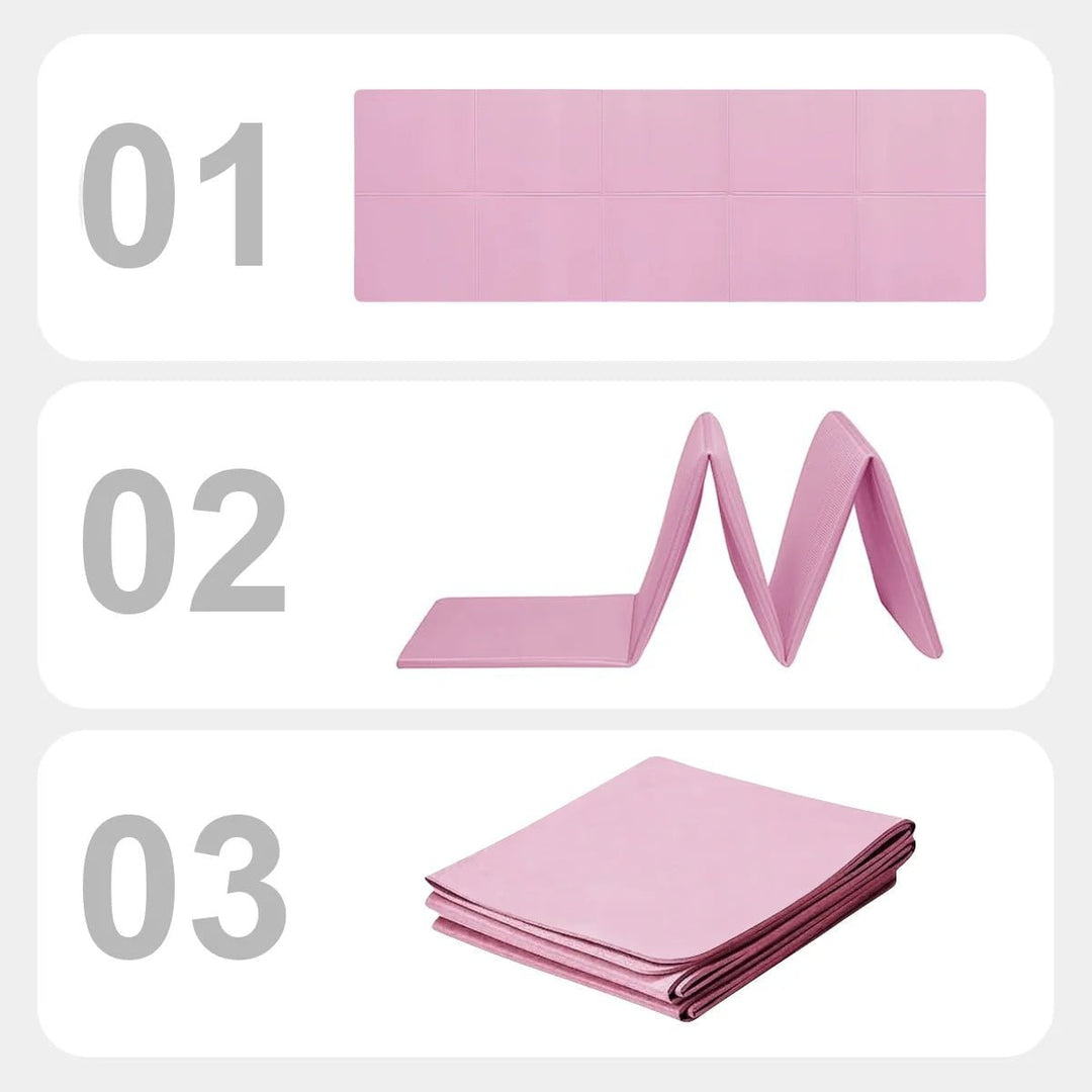 Antislip opvouwbare yogamat met pilates-rasterlijnen, draagbaar, 4mm EVA-schuim, lichtgewicht