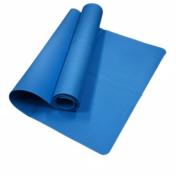 Antislip opvouwbare yogamat met pilates-rasterlijnen, draagbaar, 4mm EVA-schuim, lichtgewicht