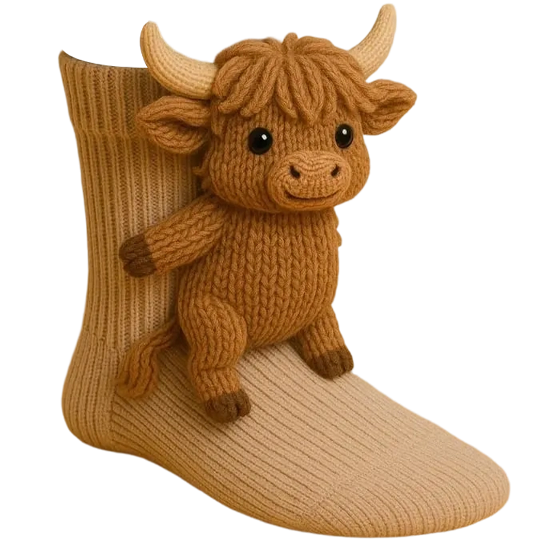 Noviteitensokken dier, sokhoogte crew, pluche 3D, ribgebreid, cadeau, personage
