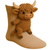 Noviteitensokken dier, sokhoogte crew, pluche 3D, ribgebreid, cadeau, personage
