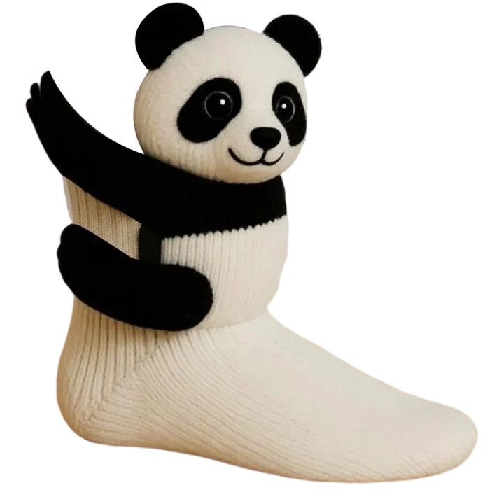 Noviteitensokken dier, sokhoogte crew, pluche 3D, ribgebreid, cadeau, personage