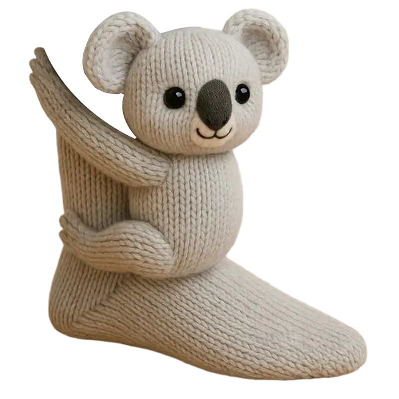 Noviteitensokken dier, sokhoogte crew, pluche 3D, ribgebreid, cadeau, personage