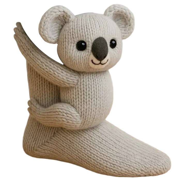 Noviteitensokken dier, sokhoogte crew, pluche 3D, ribgebreid, cadeau, personage