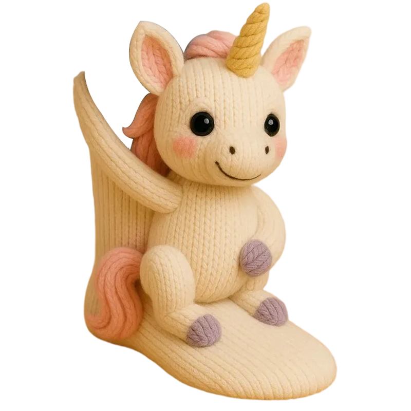 Noviteitensokken dier, sokhoogte crew, pluche 3D, ribgebreid, cadeau, personage