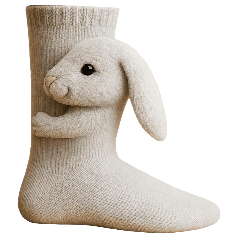 Noviteitensokken dier, sokhoogte crew, pluche 3D, ribgebreid, cadeau, personage