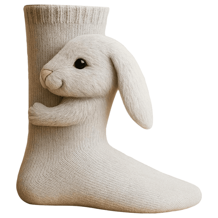Noviteitensokken dier, sokhoogte crew, pluche 3D, ribgebreid, cadeau, personage