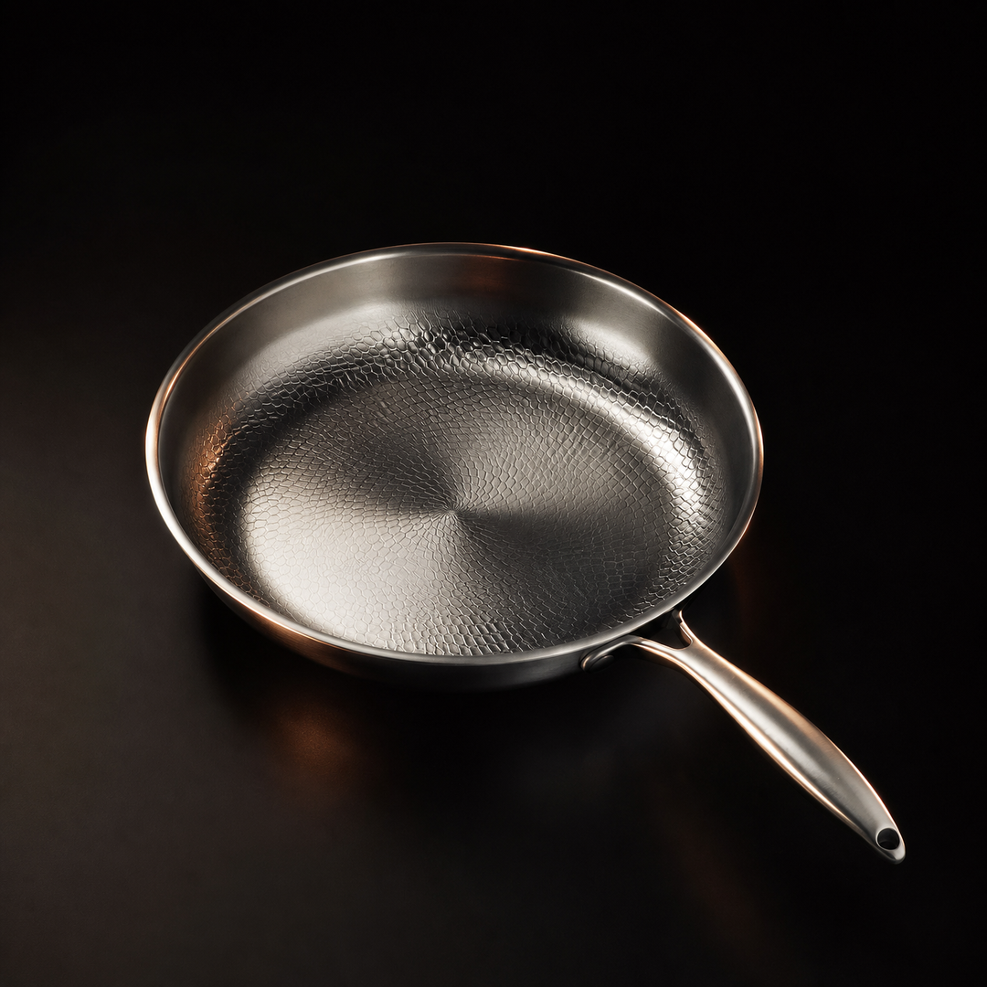 Handgehamerde titanium koekenpannenset met 2 deksels, 5 maten (8–12 inch)