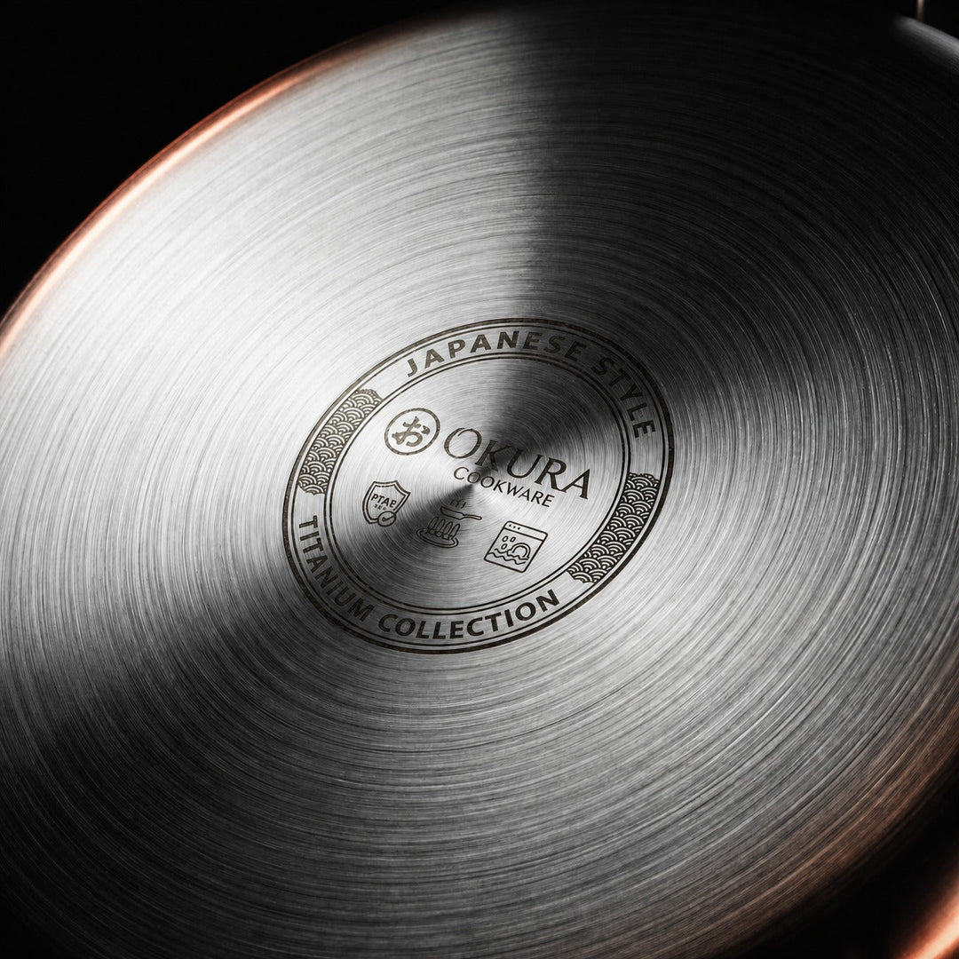 Handgehamerde titanium koekenpannenset met 2 deksels, 5 maten (8–12 inch)