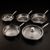 Handgehamerde titanium koekenpannenset met 2 deksels, 5 maten (8–12 inch)