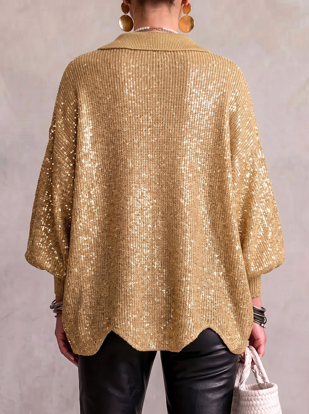 Oversized vest met kraag en grote metalen knopen