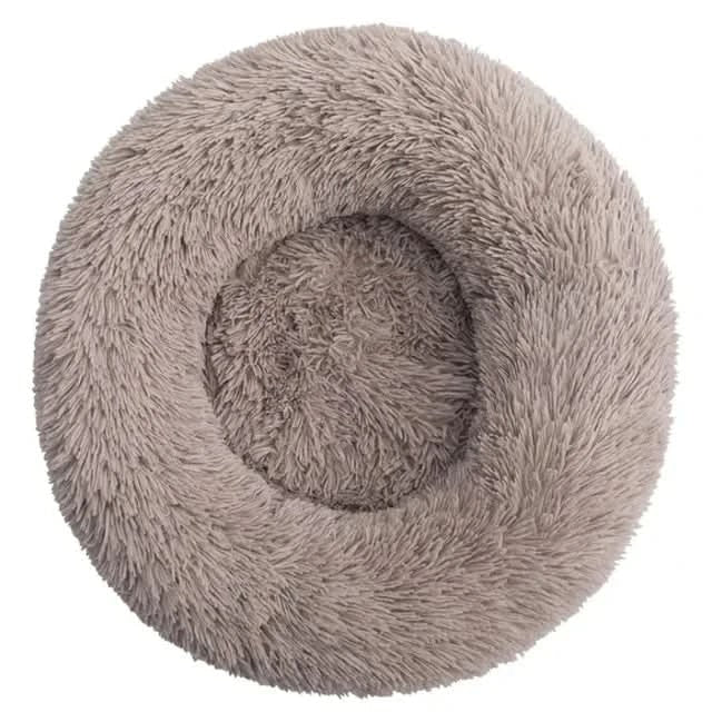 Orthopedisch donut pluche hondenbed met opstaande rand en shaggy kunstbont kussen