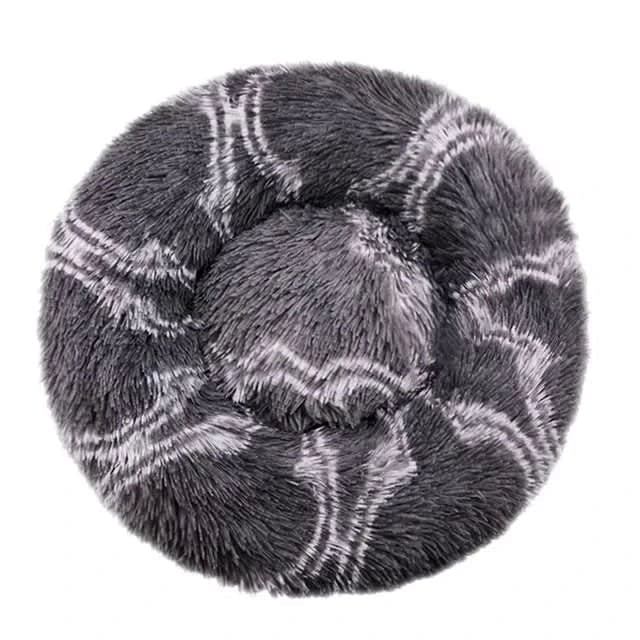 Orthopedisch donut pluche hondenbed met opstaande rand en shaggy kunstbont kussen