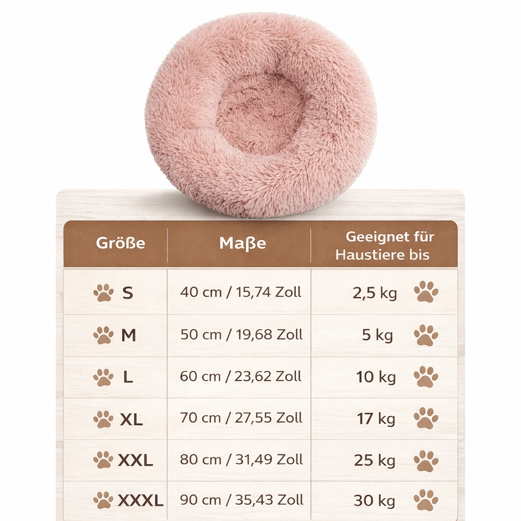 Orthopedisch donut pluche hondenbed met opstaande rand en shaggy kunstbont kussen