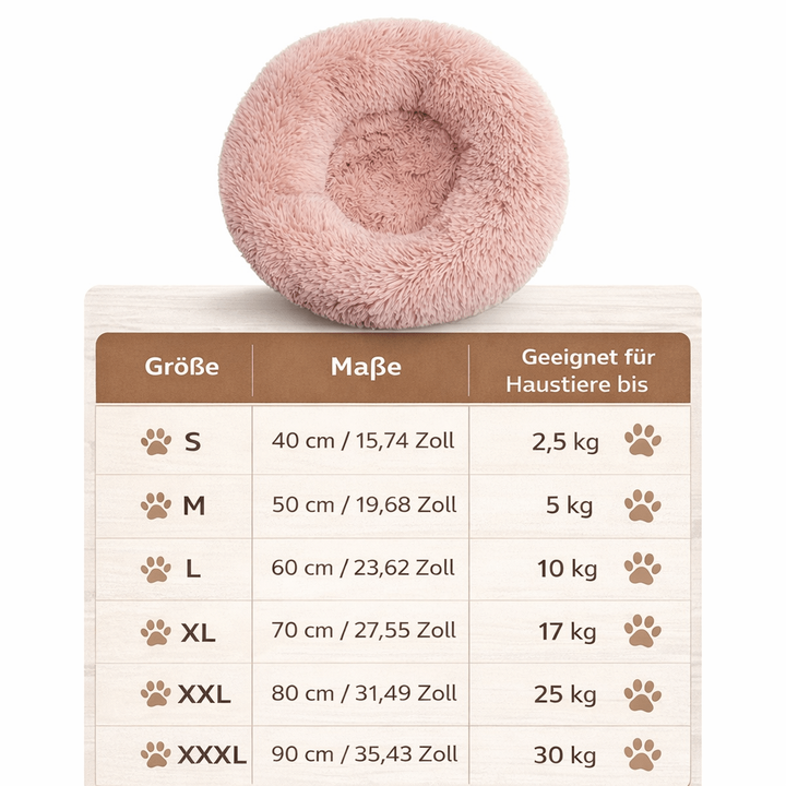Orthopedisch donut pluche hondenbed met opstaande rand en shaggy kunstbont kussen