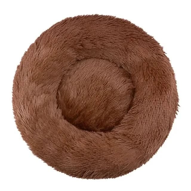 Orthopedisch donut pluche hondenbed met opstaande rand en shaggy kunstbont kussen