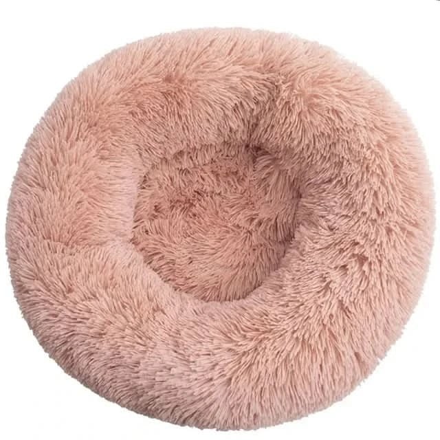 Orthopedisch donut pluche hondenbed met opstaande rand en shaggy kunstbont kussen
