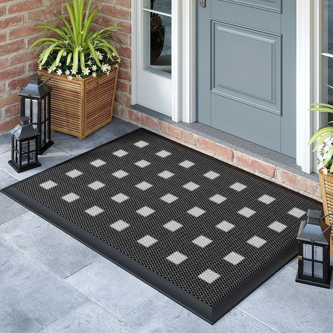 Buitenkleden voor veranda en deurmat met antislip rubberen onderkant en waterbestendig PVC-gaasoppervlak