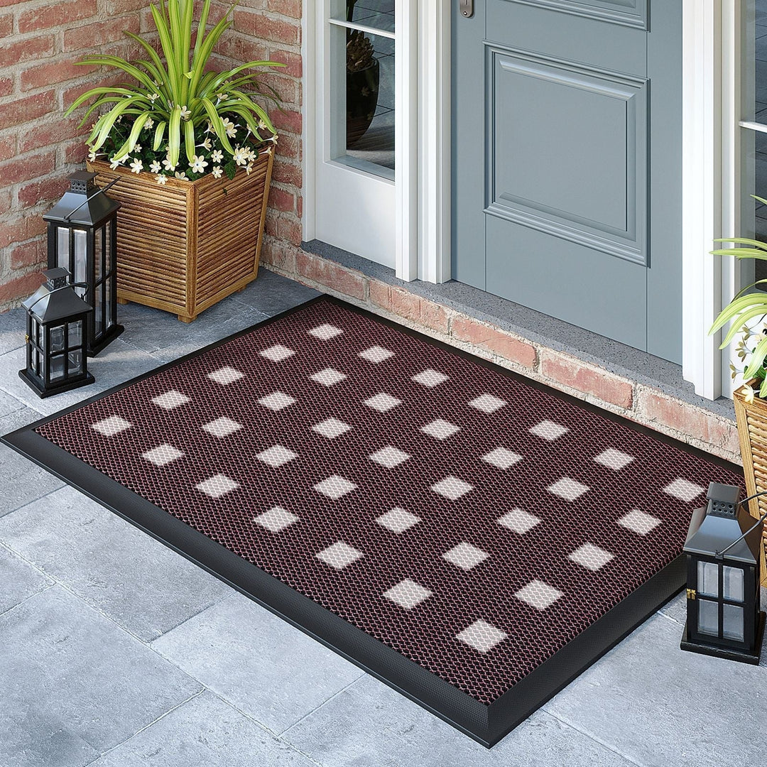 Buitenkleden voor veranda en deurmat met antislip rubberen onderkant en waterbestendig PVC-gaasoppervlak